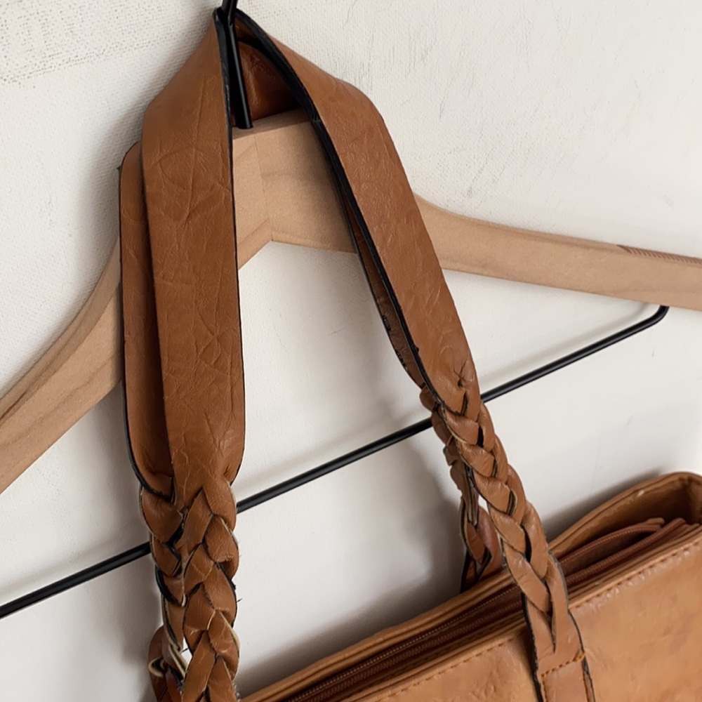 *BROWN* Weimeibaige Vegan Leather Tote Bag, Large - Picture 3 of 16